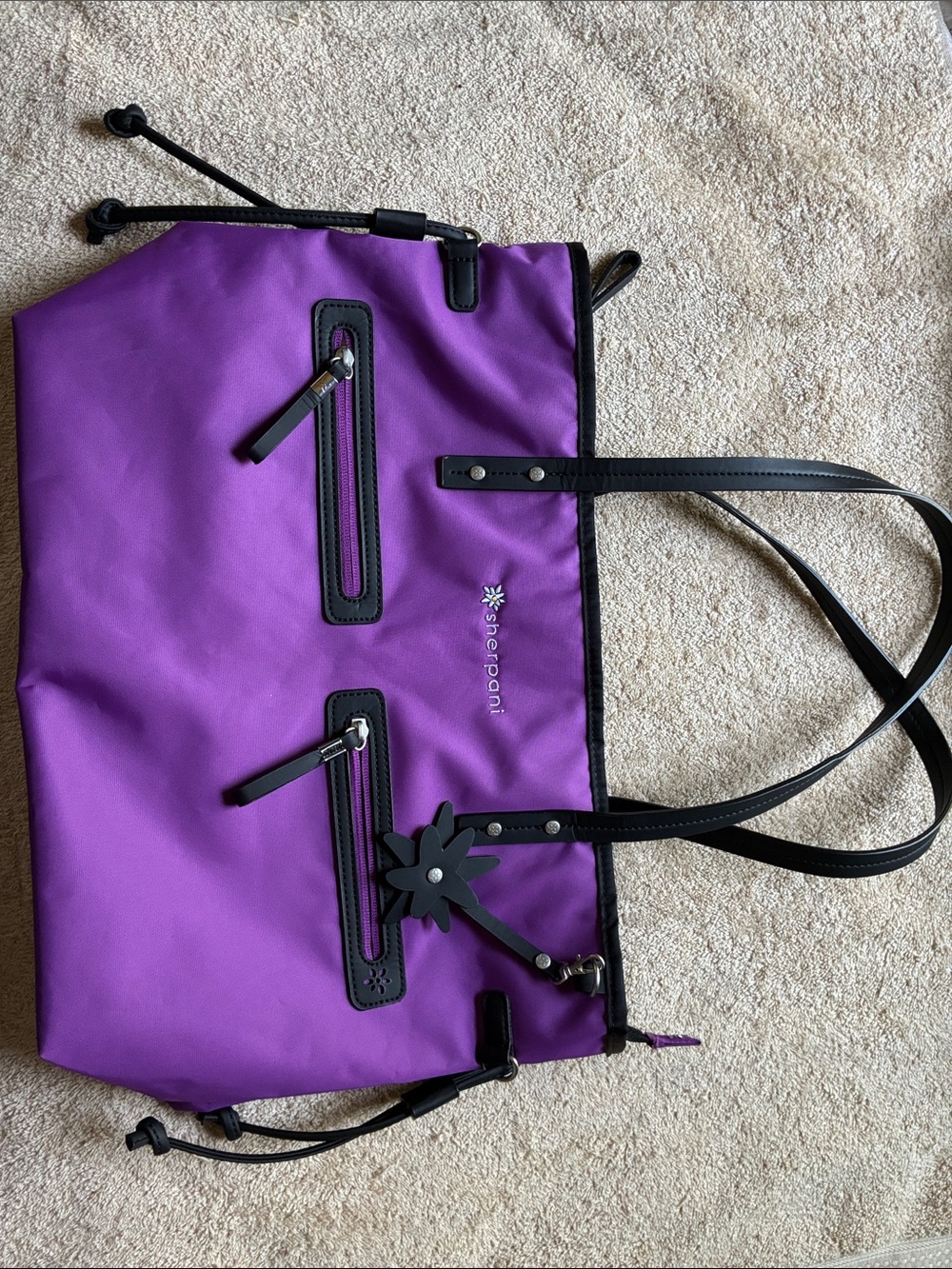 Sherpani Purple Nylon Tote with Black Trim